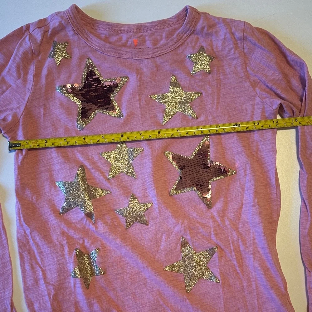 Crewcuts Pink Long Sleeve Shirt with Gold Star Accents